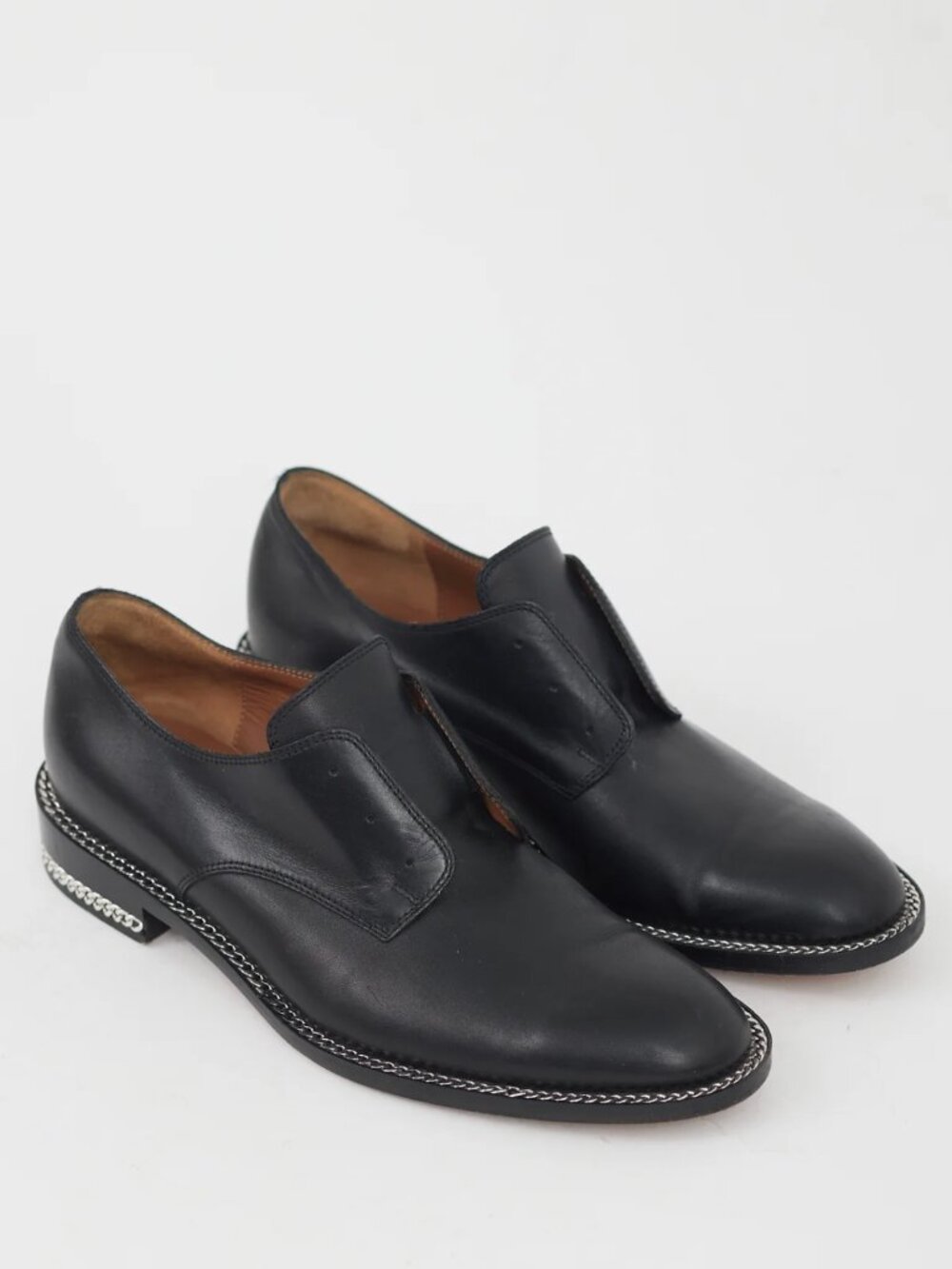 GIVENCHY BLACK LEATHER ROSANNA CHAIN DERBY OXFORD IN SIZE EU 40